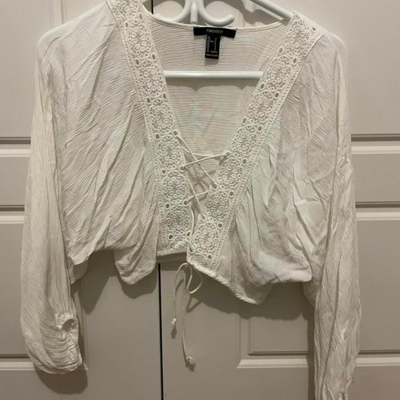 Forever 21 Front Lace Up Blouse - Picture 1 of 1